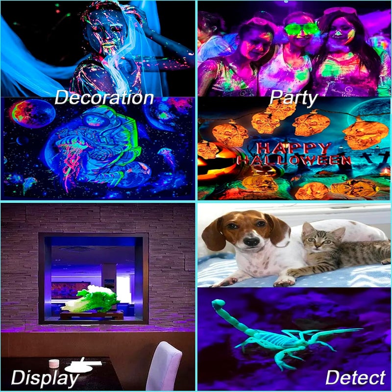 TiTo Small Black Light Bar, UV 395nm 10W 1ft USB Blacklight Lights Strip Stick Glow in The Dark Halloween Party Bedroom Decor Fluorescent Posters Body Paint Neon Display Uranium Glass Resin Curing - Image 2